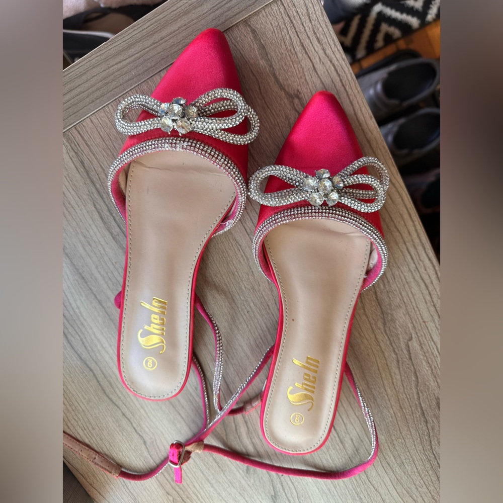 Pink Satin Embellished Women's Flats